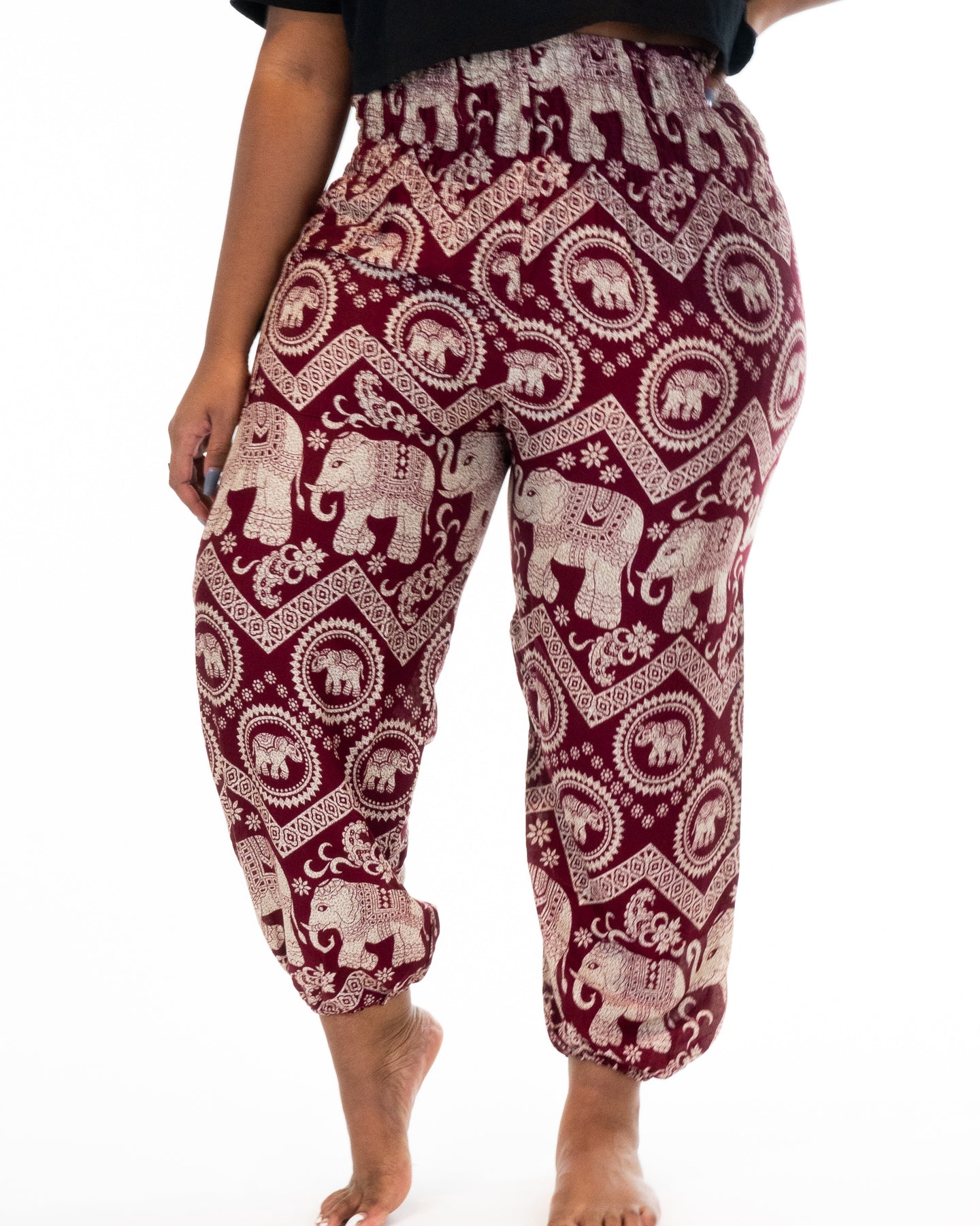 Elephant Print Lounge Pants - Green, Gold and White | The Elephant Story